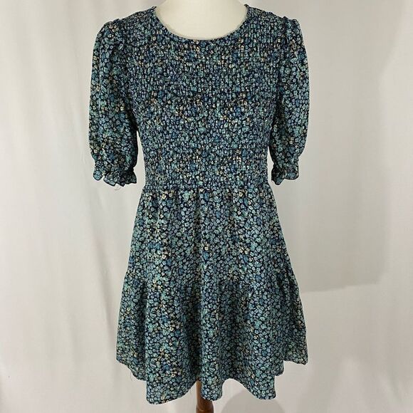 NWOT Wild Fable Blue Floral Tier Dress - Picture 1 of 8